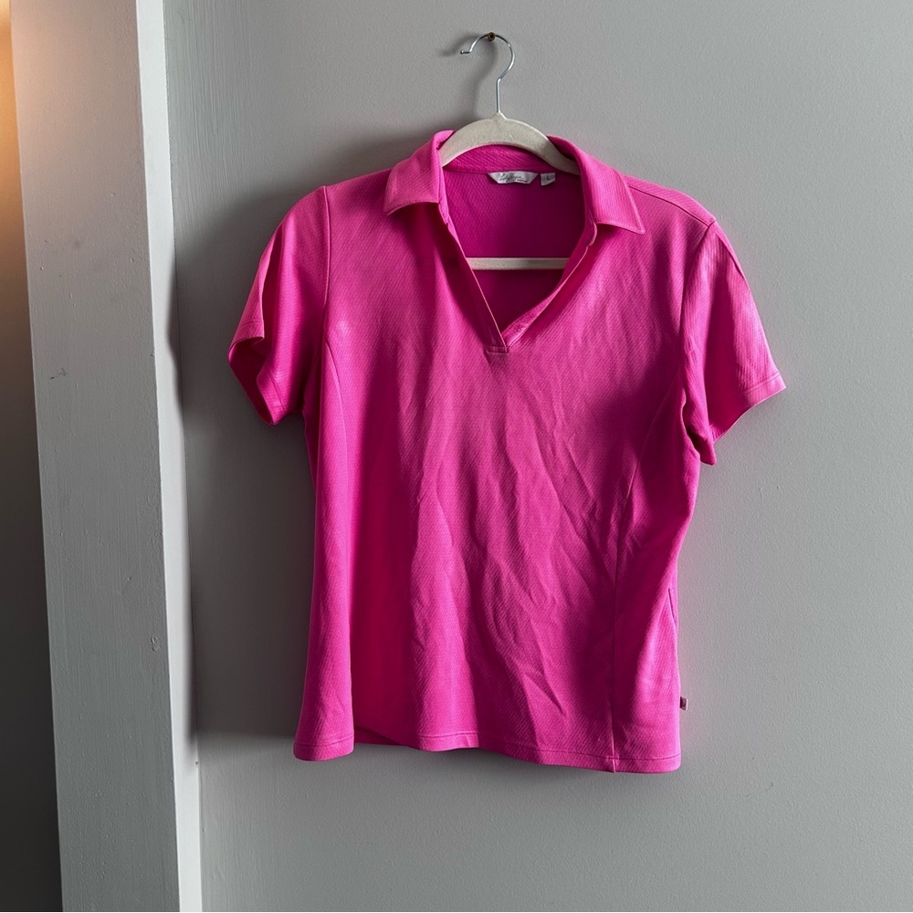 Lady Hagen Size Large Fuchsia Short Sleeve Polo Golf Preppy